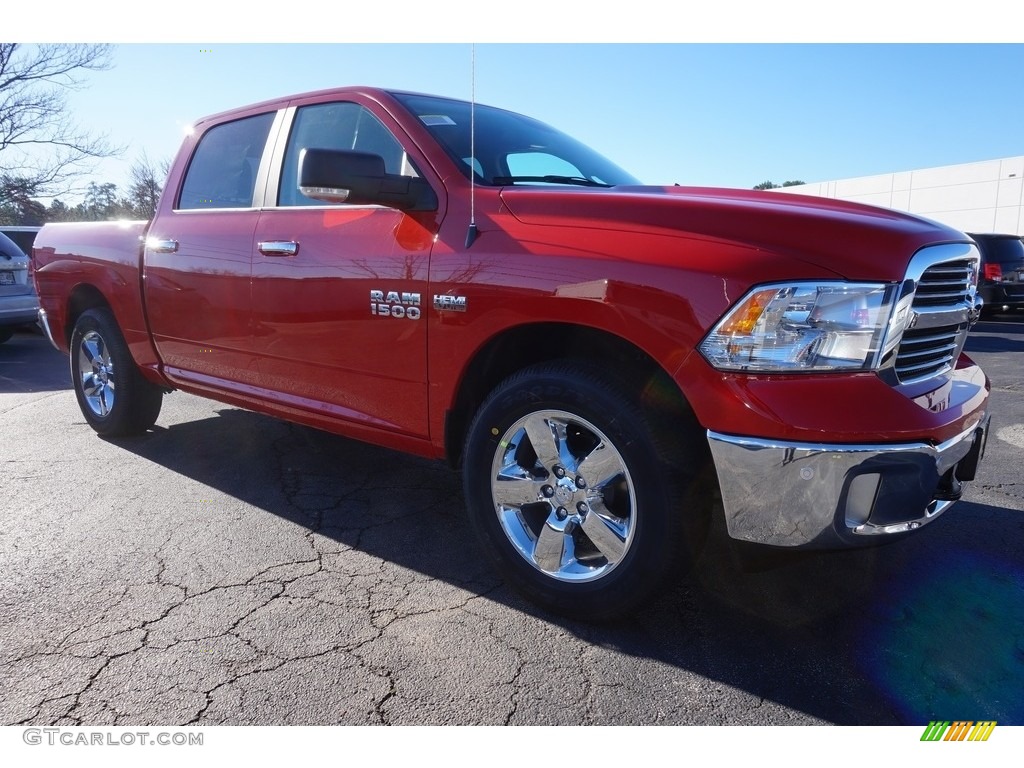 2017 1500 Big Horn Crew Cab 4x4 - Flame Red / Black/Diesel Gray photo #4