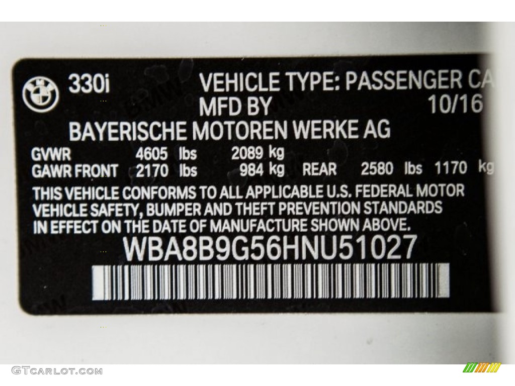 2017 3 Series 330i Sedan - Mineral White Metallic / Black photo #11