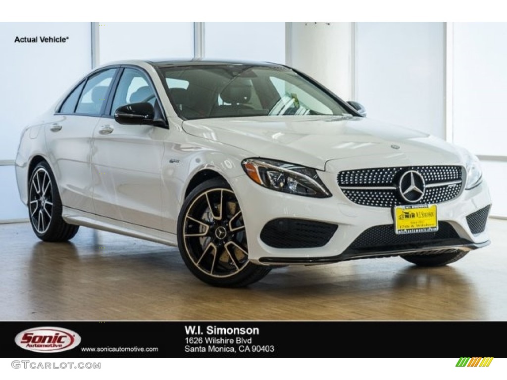 2017 C 43 AMG 4Matic Sedan - Polar White / Cranberry Red/Black photo #1