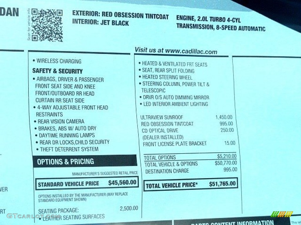 2017 Cadillac CTS FWD Window Sticker Photos
