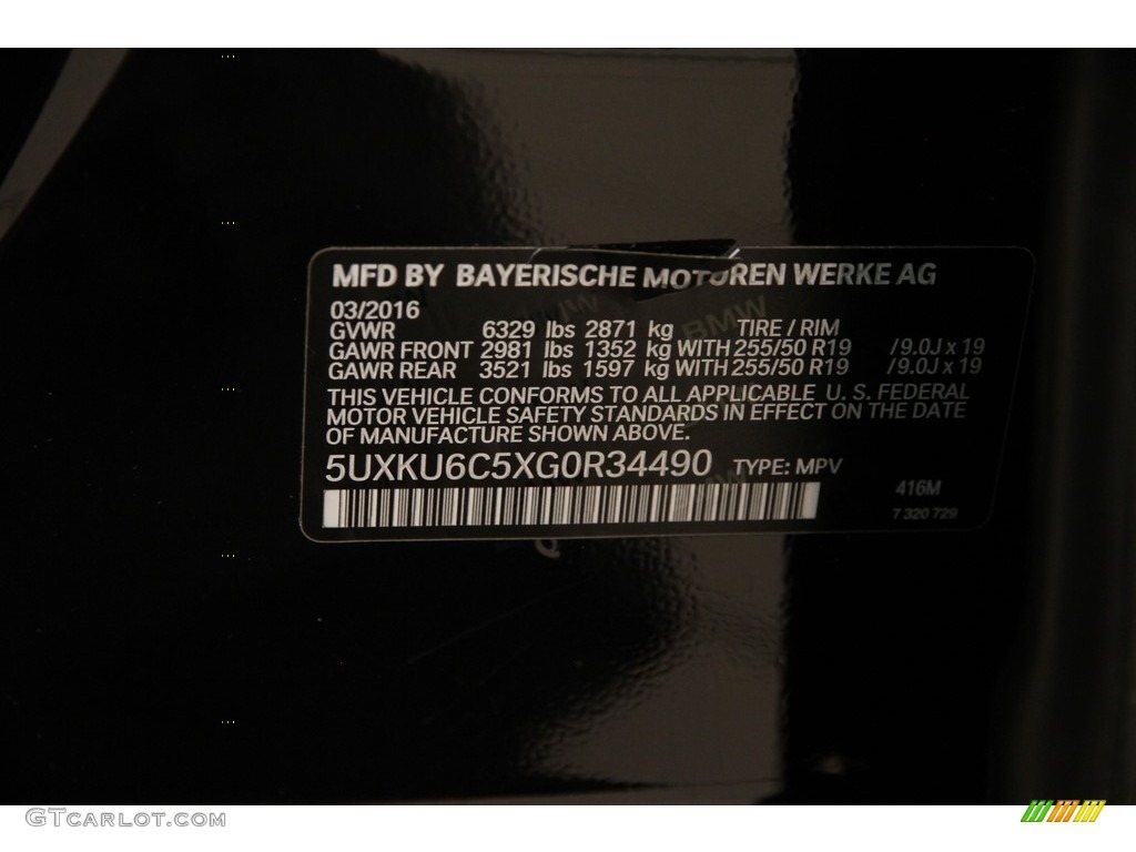 2016 X6 Color Code 416 for Carbon Black Metallic Photo #118787908