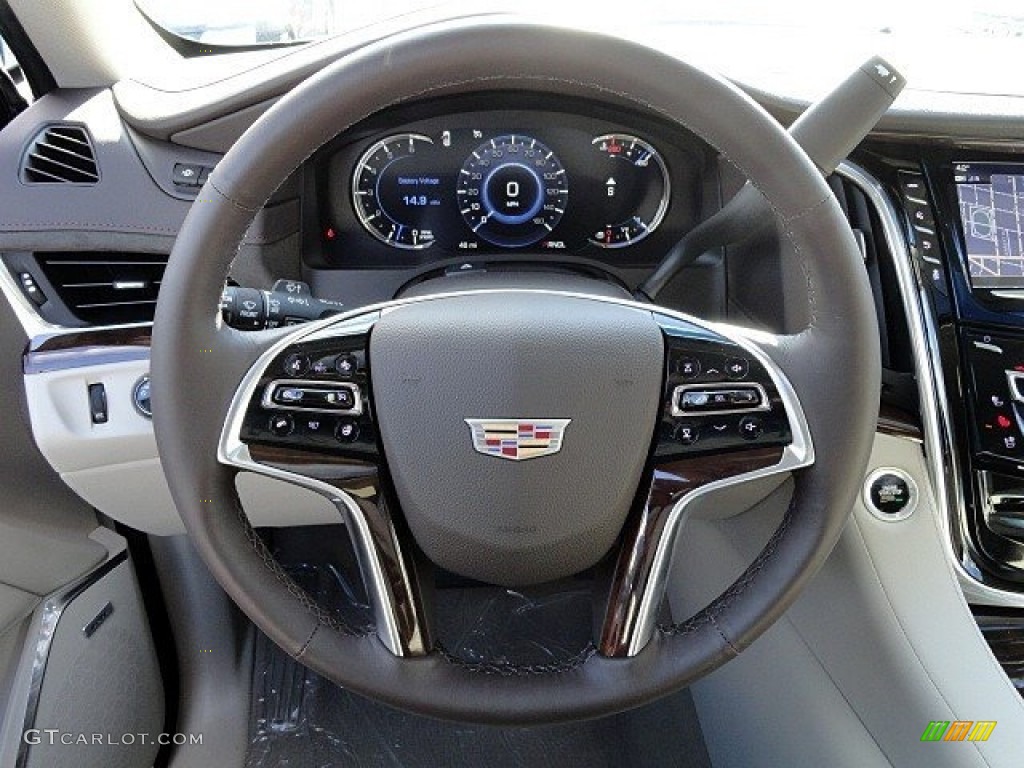 2017 Cadillac Escalade ESV Luxury 4WD Shale/Cocoa Accents Steering Wheel Photo #118789525