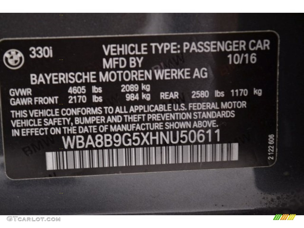 2017 3 Series 330i Sedan - Mineral Grey Metallic / Black photo #30