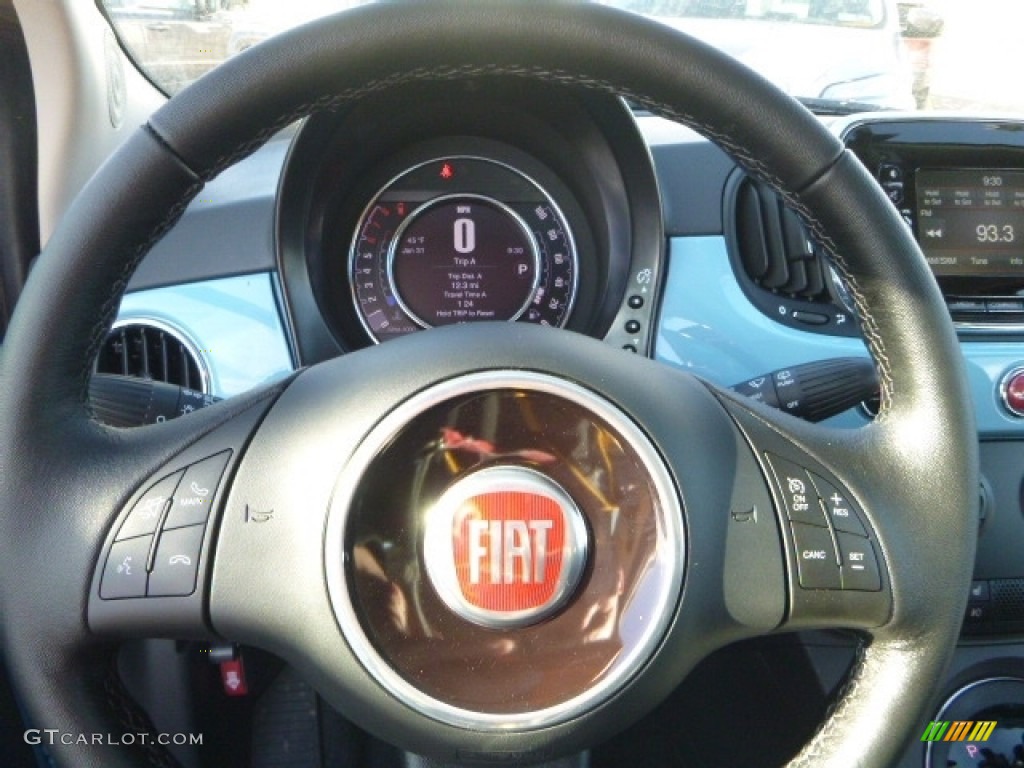 2017 Fiat 500 Lounge Nero (Black) Steering Wheel Photo #118810773