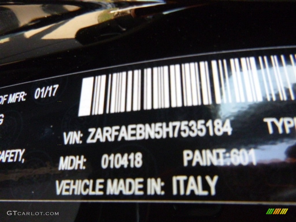2017 Giulia Color Code 601 for Alfa Black Photo #118814460