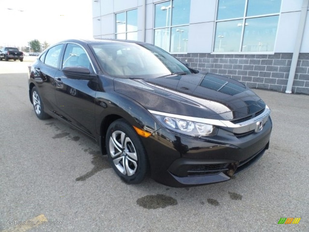 2017 Civic LX Sedan - Crystal Black Pearl / Ivory photo #1
