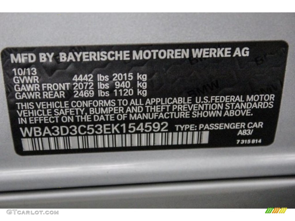 2014 3 Series 328d Sedan - Glacier Silver Metallic / Black photo #37