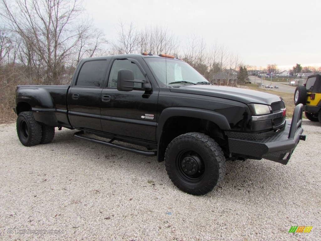 2003 Silverado 3500 LT Crew Cab 4x4 Dually - Black / Tan photo #7