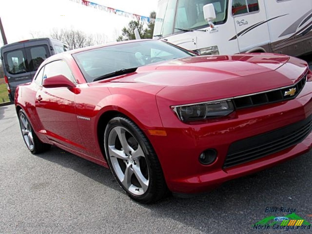 2014 Camaro LT Coupe - Crystal Red Tintcoat / Beige photo #35