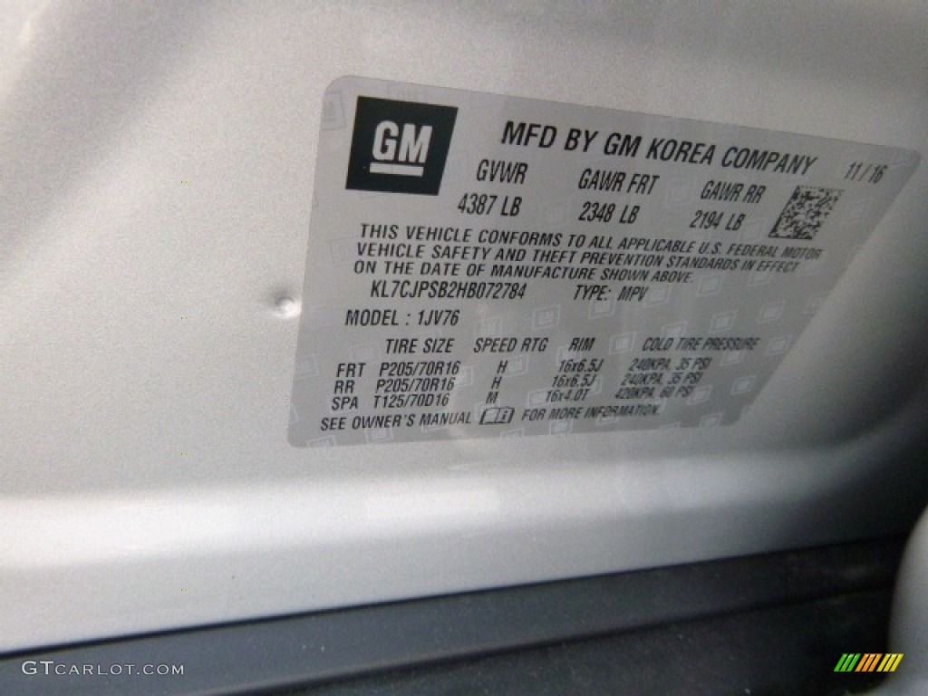 2017 Trax LT AWD - Silver Ice Metallic / Jet Black photo #14