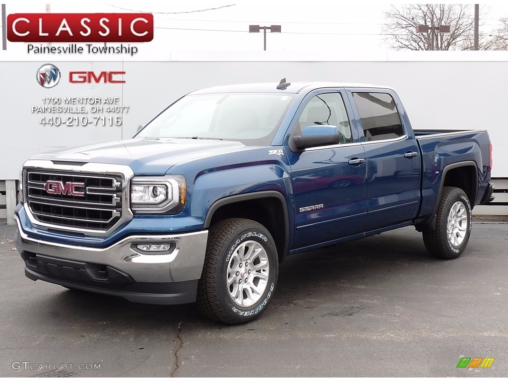 2017 Sierra 1500 SLE Crew Cab 4WD - Stone Blue Metallic / Jet Black photo #1