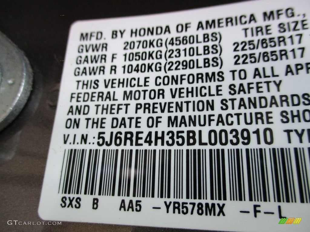 2011 CR-V LX 4WD - Urban Titanium Metallic / Ivory photo #10