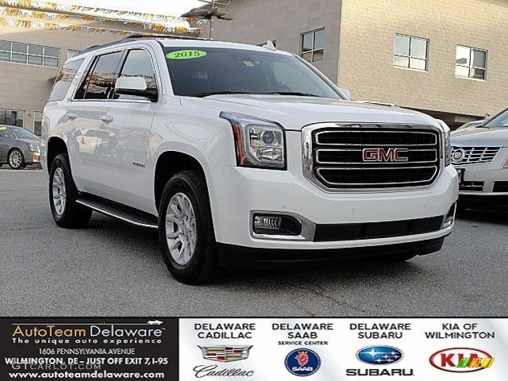 2015 Yukon SLT 4WD - Summit White / Cocoa/Dune photo #1