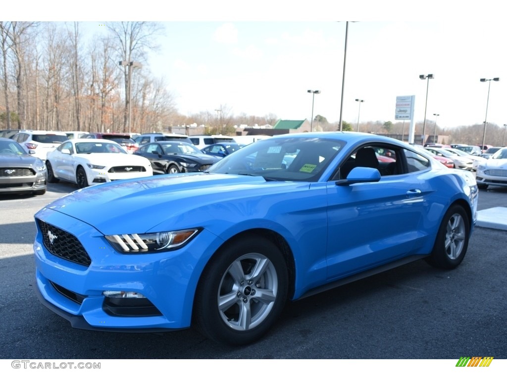 Grabber Blue 2017 Ford Mustang V6 Coupe Exterior Photo #118879297