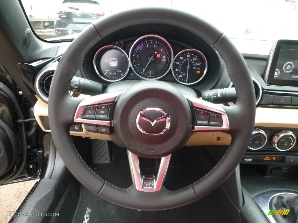 2017 Mazda MX-5 Miata RF Grand Touring Tan Steering Wheel Photo #118880599