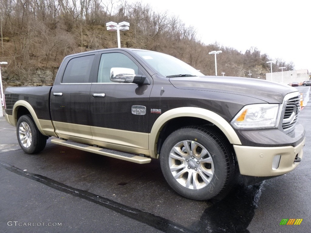 2017 1500 Laramie Longhorn Crew Cab 4x4 - Luxury Brown Pearl / Canyon Brown/Light Frost Beige photo #5