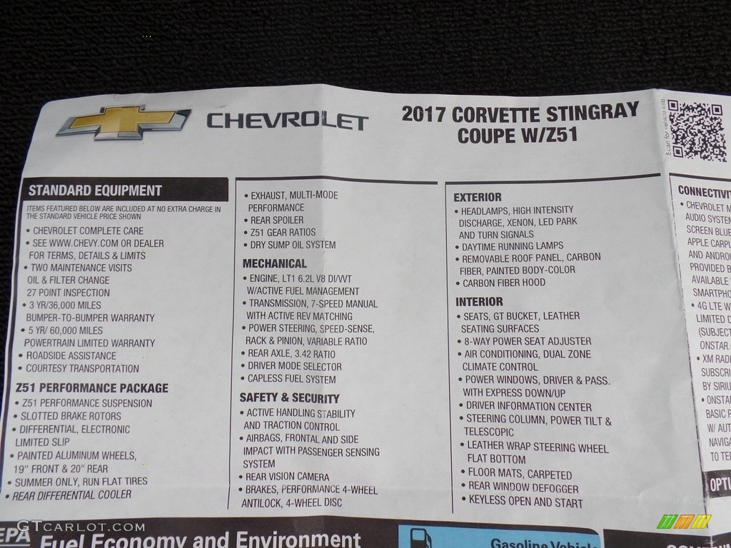 2017 Chevrolet Corvette Stingray Coupe Window Sticker Photo #118892344