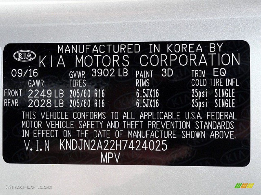2017 Kia Soul Standard Soul Model Color Code Photos