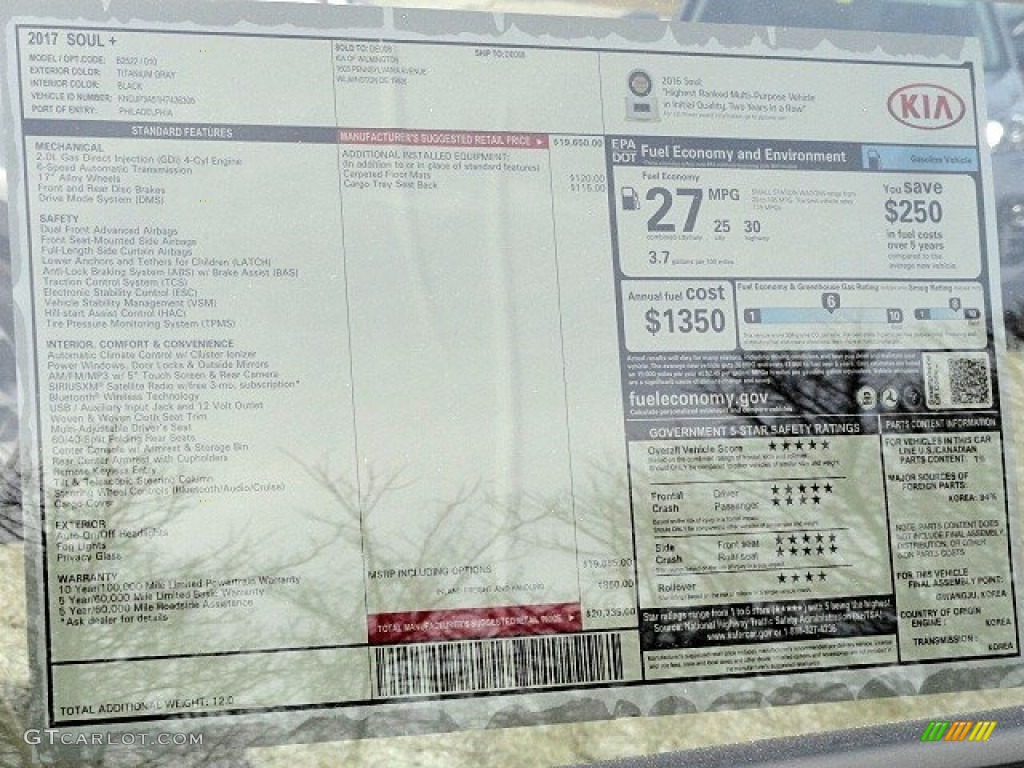 2017 Kia Soul + Window Sticker Photo #118893187