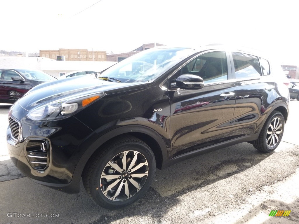 2017 Sportage EX AWD - Black Cherry / Black photo #6