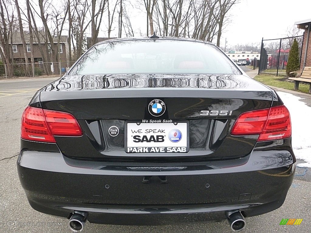 2012 3 Series 335i xDrive Coupe - Black Sapphire Metallic / Coral Red/Black photo #4
