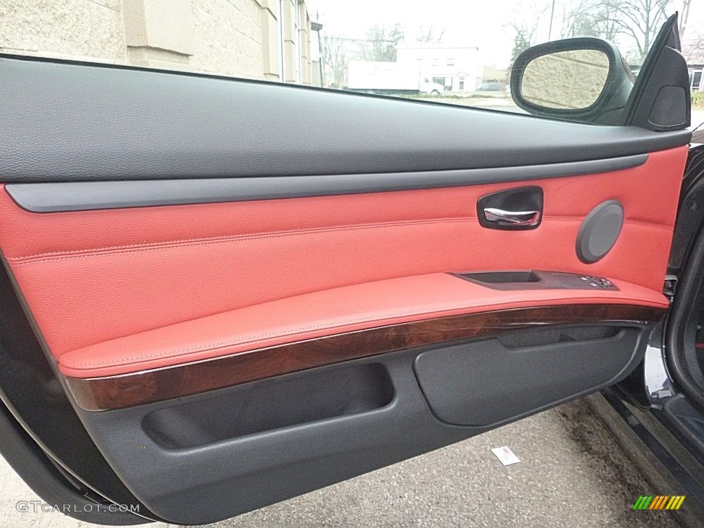 2012 BMW 3 Series 335i xDrive Coupe Coral Red/Black Door Panel Photo #118914185