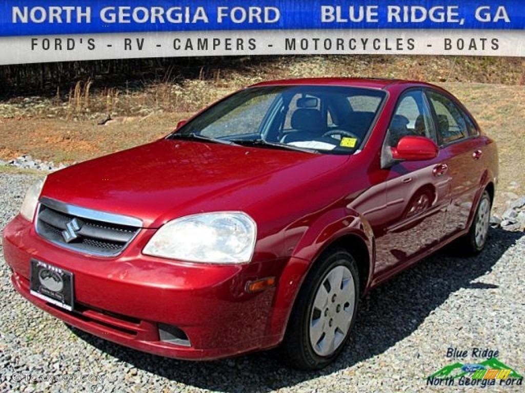 2007 Forenza Sedan - Fusion Red Metallic / Grey photo #1