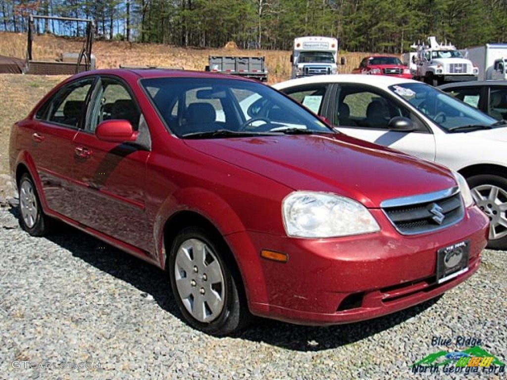 2007 Forenza Sedan - Fusion Red Metallic / Grey photo #2