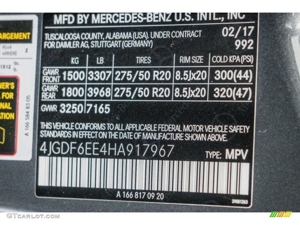 2017 GLS Color Code 992 for Selenite Grey Metallic Photo #118937404