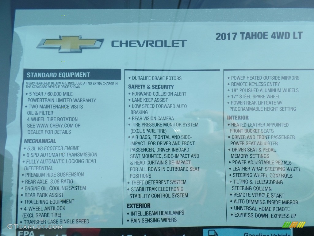 2017 Tahoe LT 4WD - Summit White / Jet Black/Dark Ash photo #77