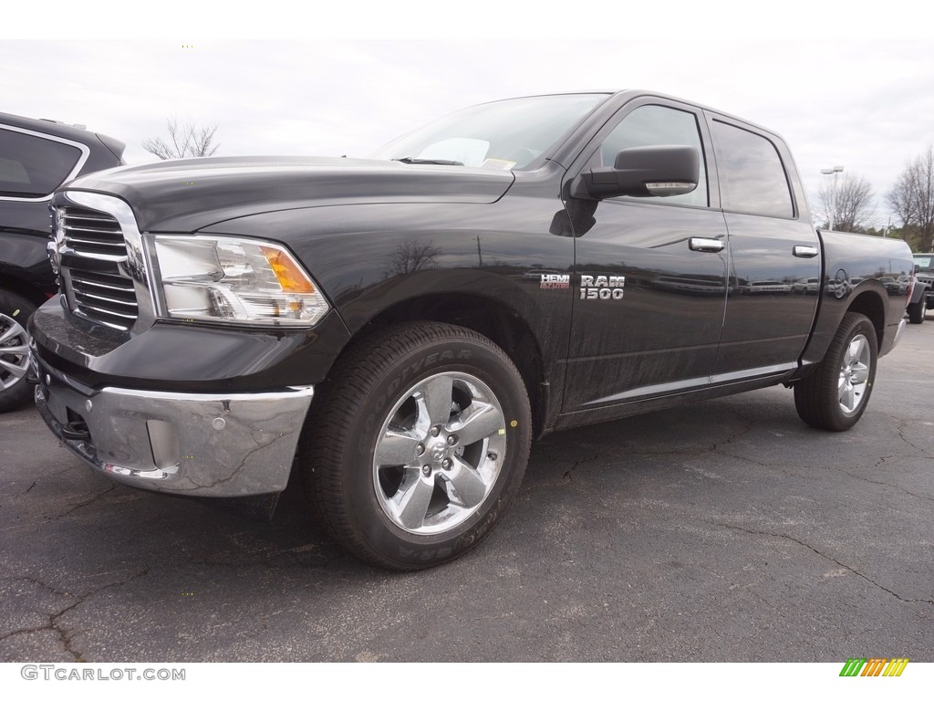 2017 1500 Big Horn Crew Cab 4x4 - Brilliant Black Crystal Pearl / Black/Diesel Gray photo #1