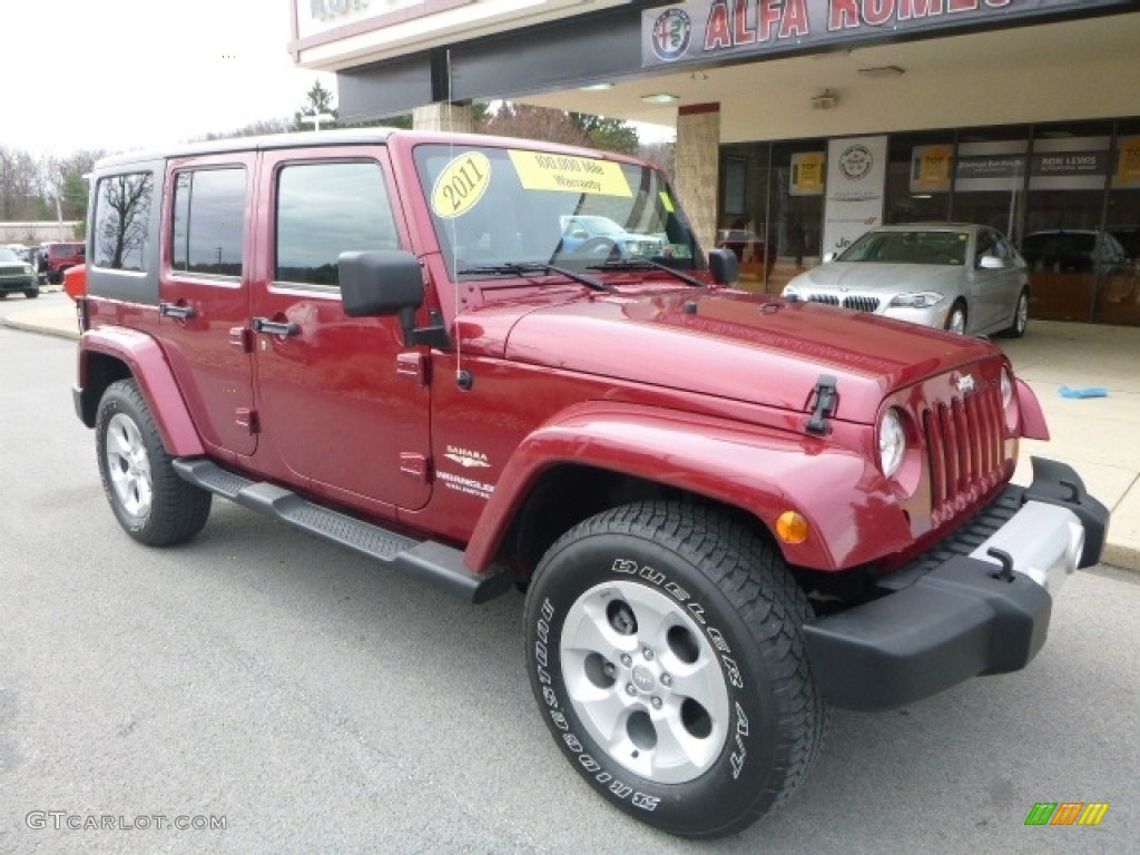 2011 Wrangler Unlimited Sahara 4x4 - Deep Cherry Red / Black/Dark Saddle photo #7