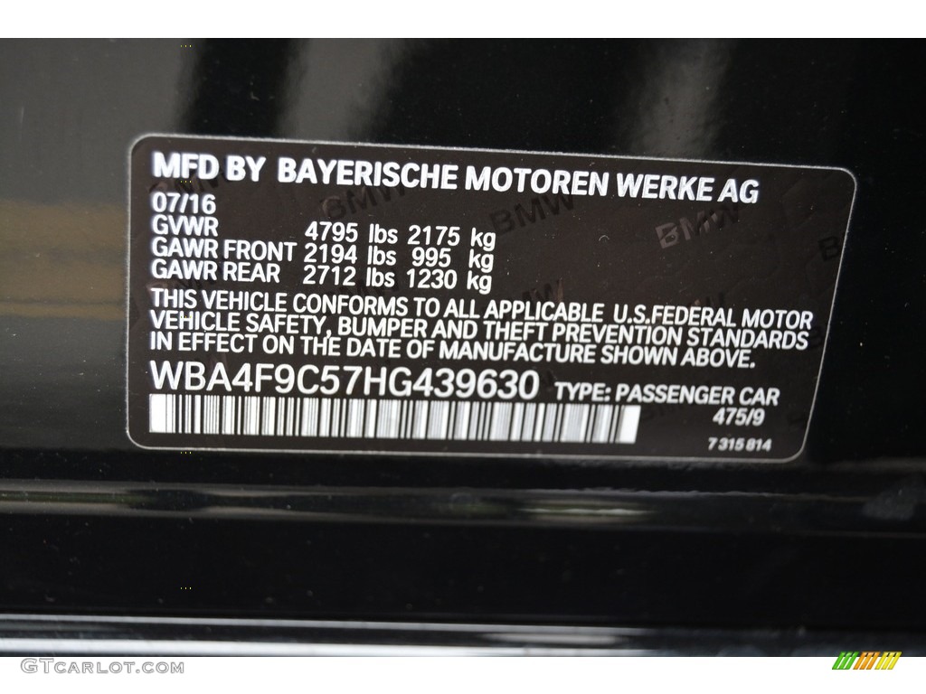 2017 4 Series Color Code 475 for Black Sapphire Metallic Photo #118969373