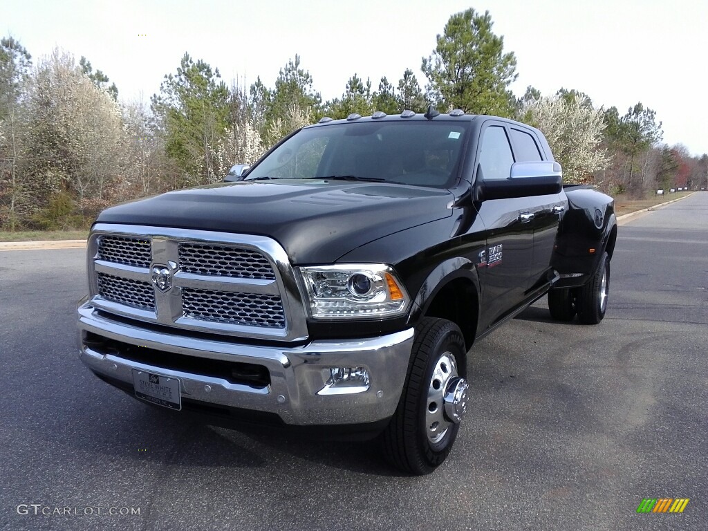 2017 3500 Laramie Mega Cab 4x4 Dual Rear Wheel - Brilliant Black Crystal Pearl / Black photo #2