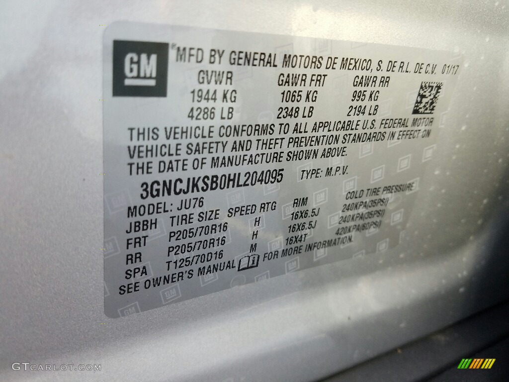 2017 Trax LS - Silver Ice Metallic / Jet Black photo #7