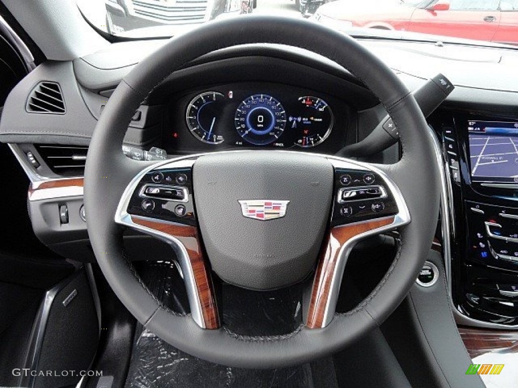 2017 Cadillac Escalade ESV Premium Luxury 4WD Jet Black Steering Wheel Photo #118999875