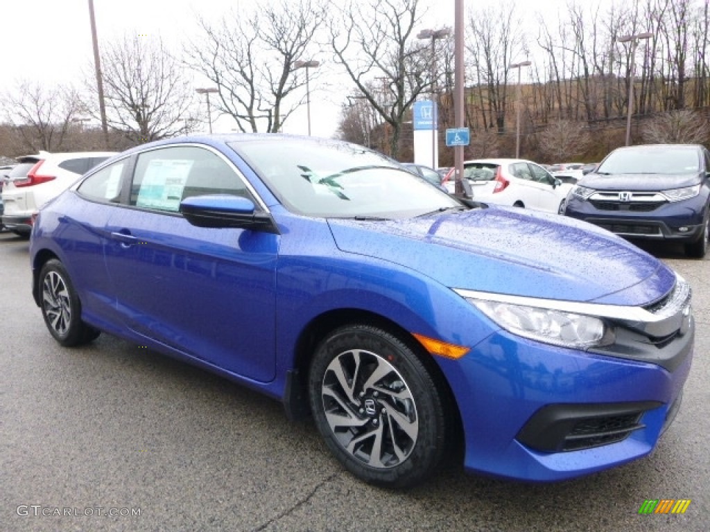 2017 Civic LX Coupe - Aegean Blue Metallic / Black/Ivory photo #5
