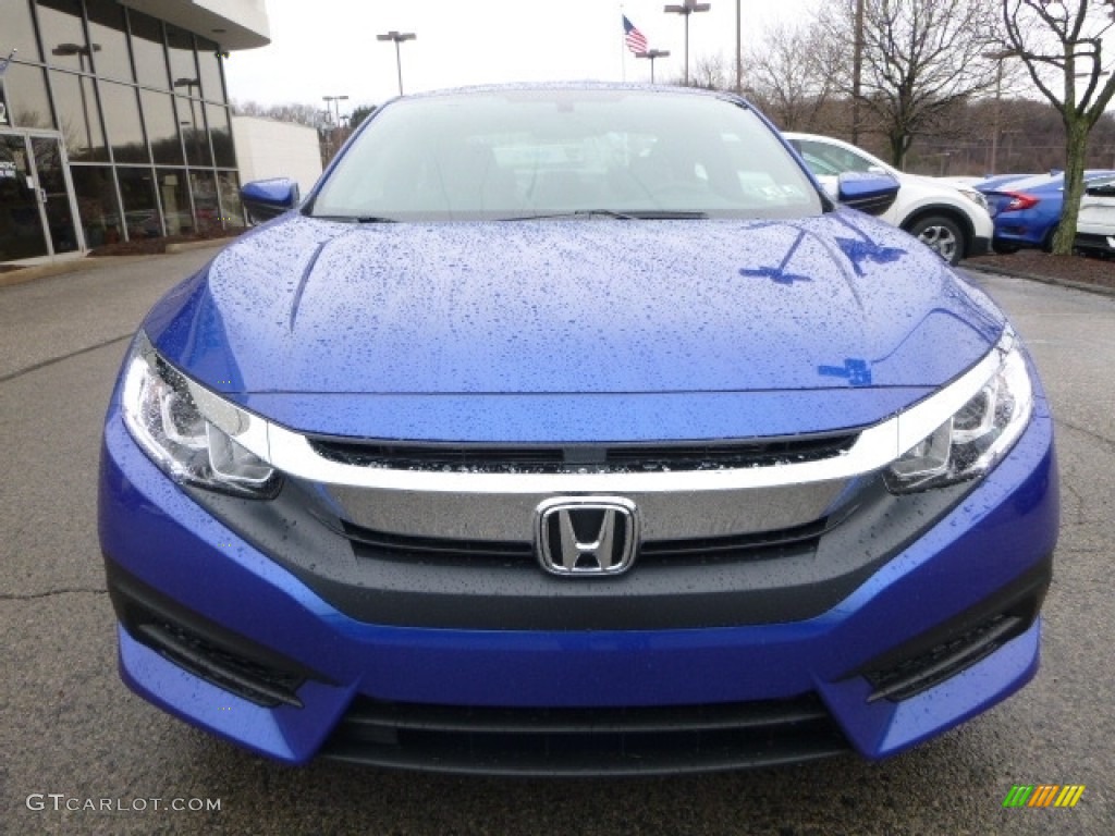2017 Civic LX Coupe - Aegean Blue Metallic / Black/Ivory photo #6