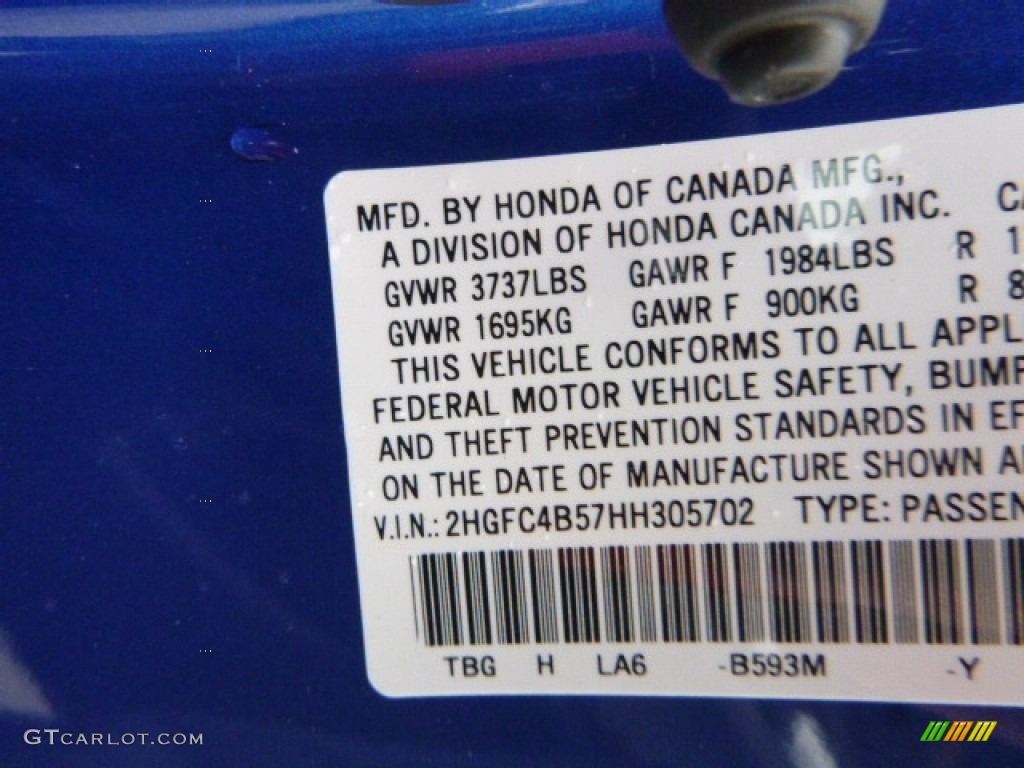 2017 Civic LX Coupe - Aegean Blue Metallic / Black/Ivory photo #14