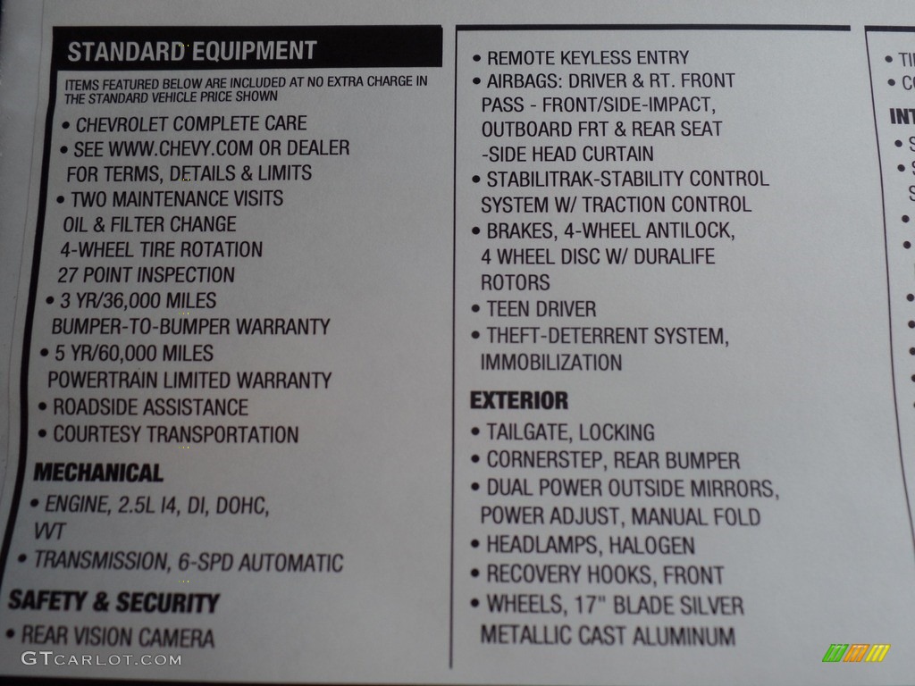 2017 Chevrolet Colorado LT Extended Cab 4x4 Window Sticker Photo #119036142