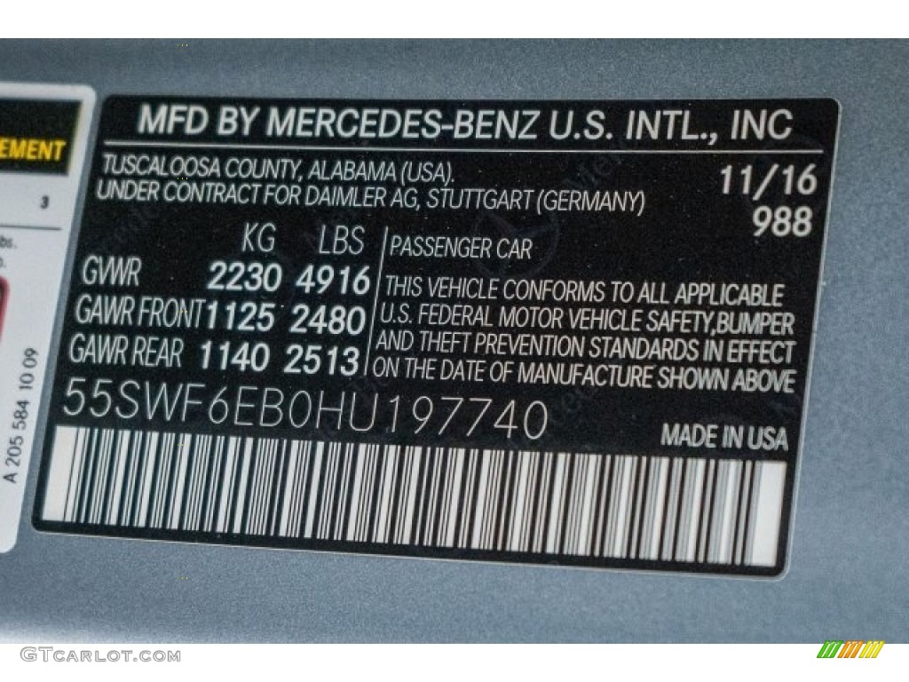2017 C Color Code 988 for Diamond Silver Metallic Photo #119036457