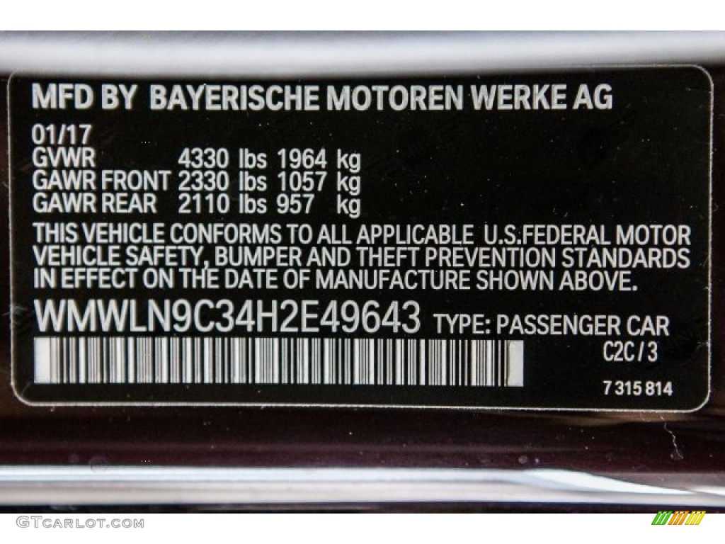 2017 Clubman Color Code C2C for Pure Burgundy Metallic Photo #119052005
