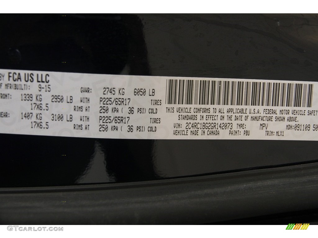 2016 Town & Country Touring - True Blue Pearl / Black/Light Graystone photo #20