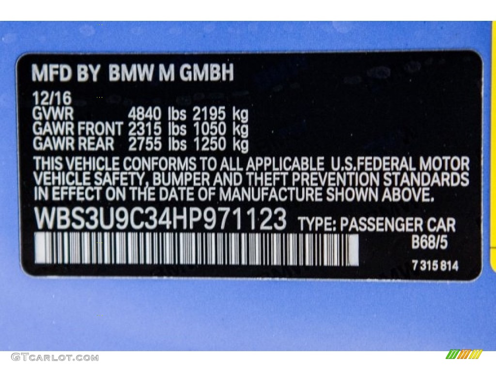 2017 M4 Color Code B68 for Yas Marina Blue Metallic Photo #119068007