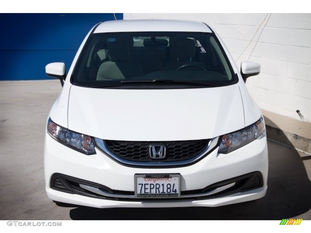 2014 Civic LX Sedan - Taffeta White / Beige photo #7