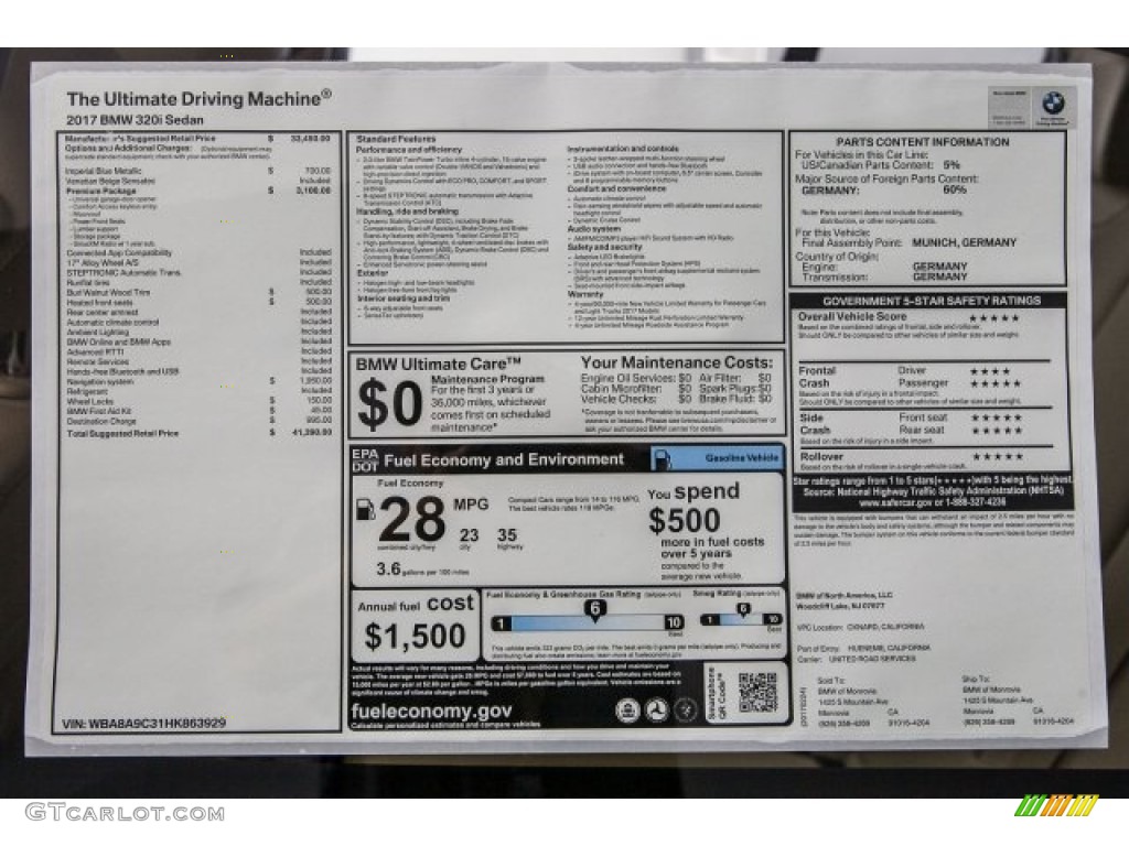 2017 3 Series 320i Sedan - Imperial Blue Metallic / Venetian Beige/Black photo #10