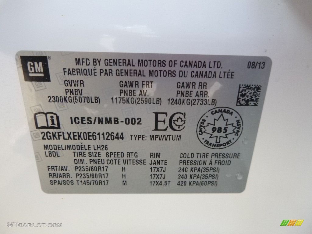 2014 Terrain SLT AWD - Summit White / Jet Black photo #13