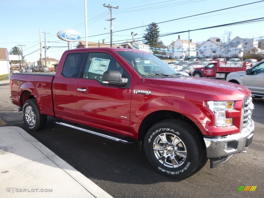 2017 F150 XLT SuperCab 4x4 - Ruby Red / Earth Gray photo #3