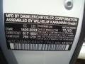 2004 Chrysler Crossfire Limited Coupe Info Tag