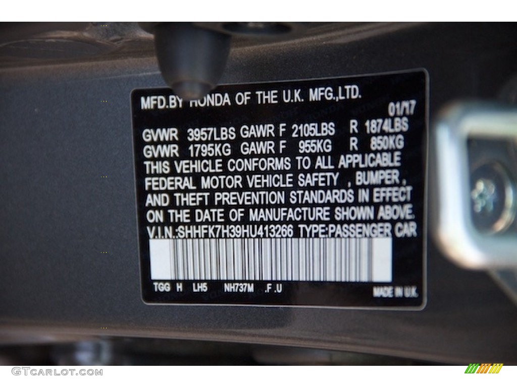 2017 Civic LX Hatchback w/Honda Sense - Polished Metal Metallic / Black/Ivory photo #18